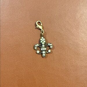 Lia Sophia Gold Fleur-de-Lis Charm with Crystals
